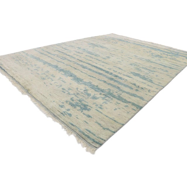 30539 Modern Moroccan Rug, 09'02 x 12'06. Coast into contemporary beach style and cozy contentment with this hand-knotted...