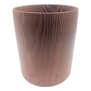 Vintage Carved and Lathed Wood Cylinder Bowl For Sale