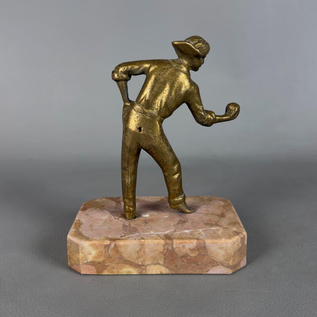 Vintage 20th Century Bocce Player in Bronze with Marble Base For Sale - Image 3 of 12