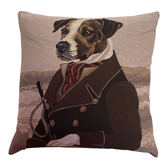 Aristocratic Hunting Dog Tapestry Pillow For Sale