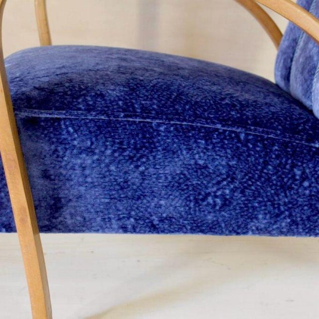 Art Deco Blue Velvet Armchair in Beech Wood, France, 1920s For Sale - Image 9 of 14