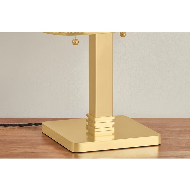 Hudson Valley Lighting Claude 14 in. 2 Light Table Lamp in Aged Brass Finish For Sale - Image 10 of 11
