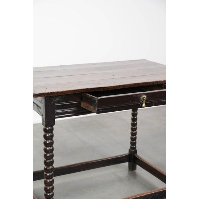Antique English Oak Side Table with Drawer and Bobbin Turned Legs., 18th Century For Sale - Image 7 of 12