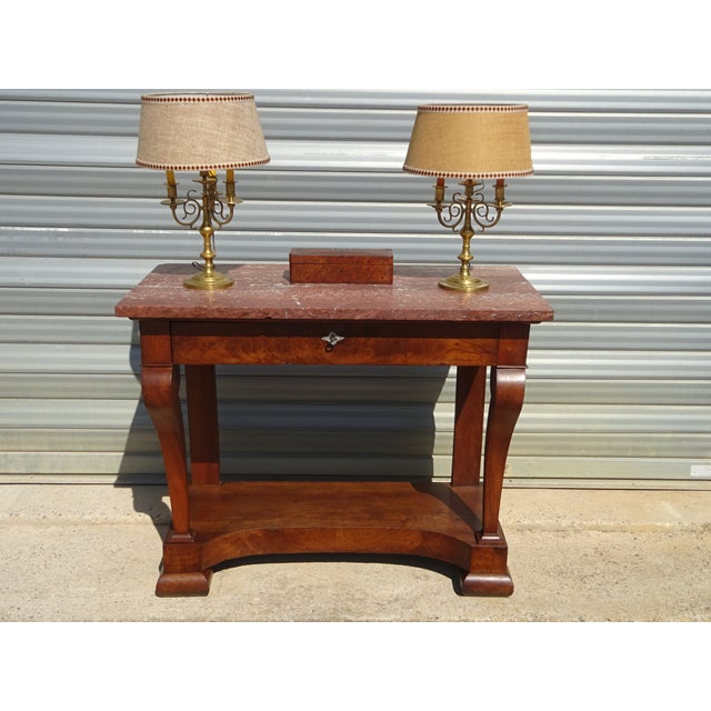 Charles X Restoration Console in Walnut and Marble, 1830 For Sale - Image 12 of 18