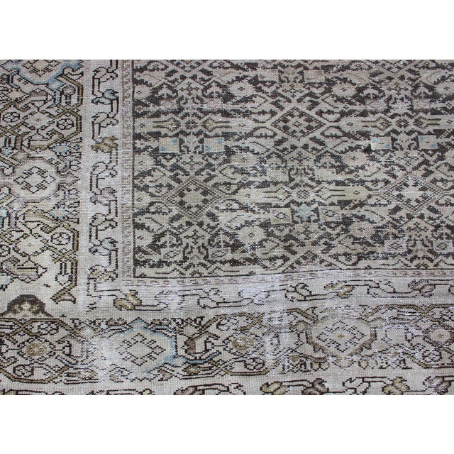 Wide Gallery Rug Persian Malayer With Geometric Design Charcoal & Citron Green 8'2 X 14'0 For Sale - Image 11 of 14