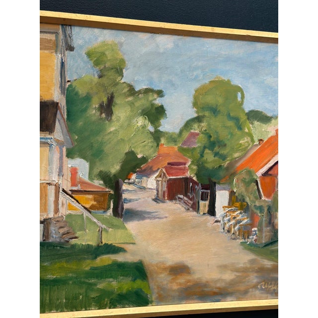 Ulfe, Street with Houses and Trees, 1982, Oil on Canvas, Framed For Sale - Image 17 of 18