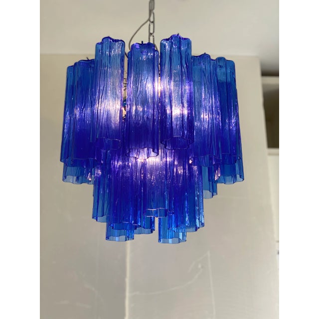 Contemporary Blue "Tronchi" Murano Glass Chandelier Impressive Murano Glass Sputnik Chandelier like mazzega zuccheri...