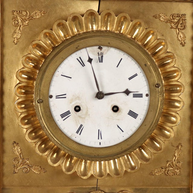 Gilded Wooden Wall Clock For Sale - Image 3 of 12