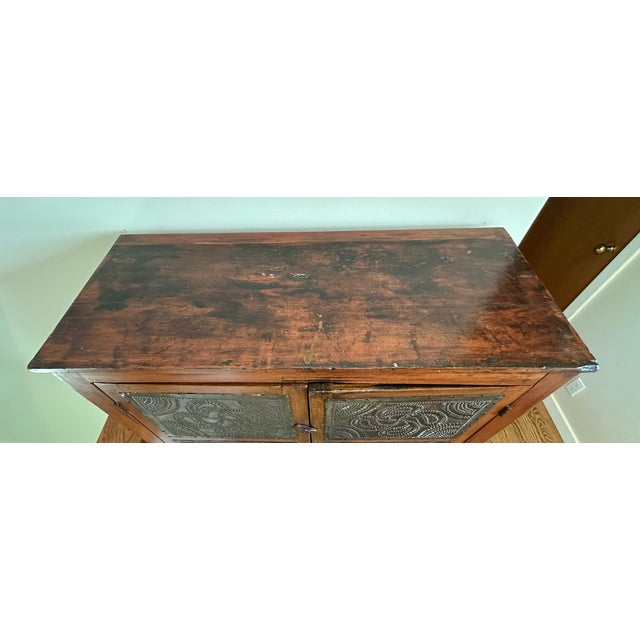 Antique Cherry Wood Pie Safe With 12 Punched Tins For Sale In Washington DC - Image 6 of 11