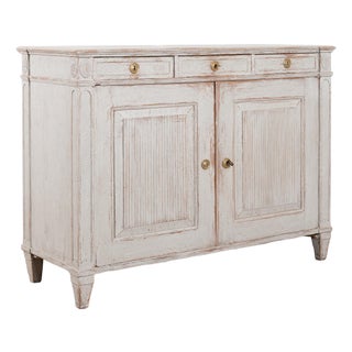 19th Century Swedish Gustavian Gray Pine Sideboard Buffet Cabinet For Sale
