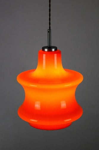 Mid-Century Orange Glass Pendant Lamp, 1970s