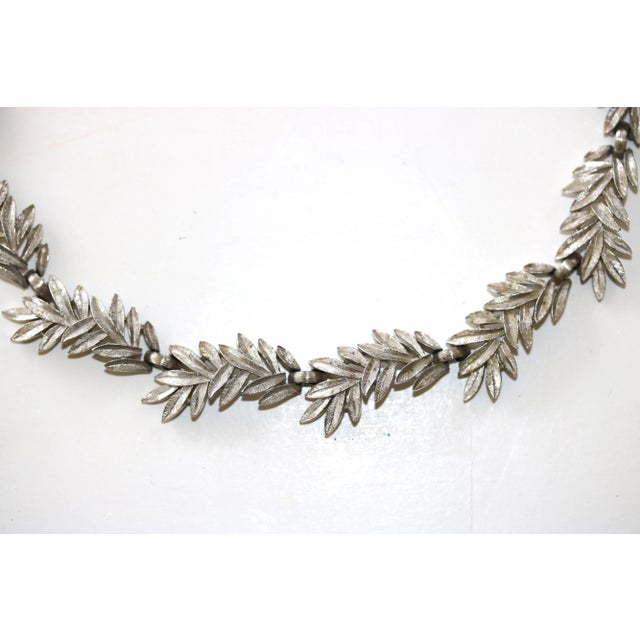 Trifari 1950s Organic Modern Silver Leaf Necklace & Earrings Set - 3 Pieces For Sale - Image 9 of 11
