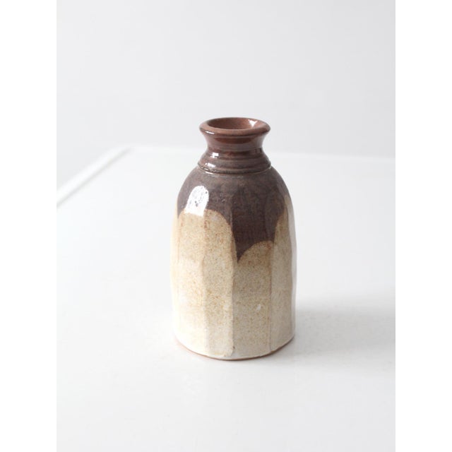 Cream Vintage Handmade Studio Pottery Vase For Sale - Image 8 of 12