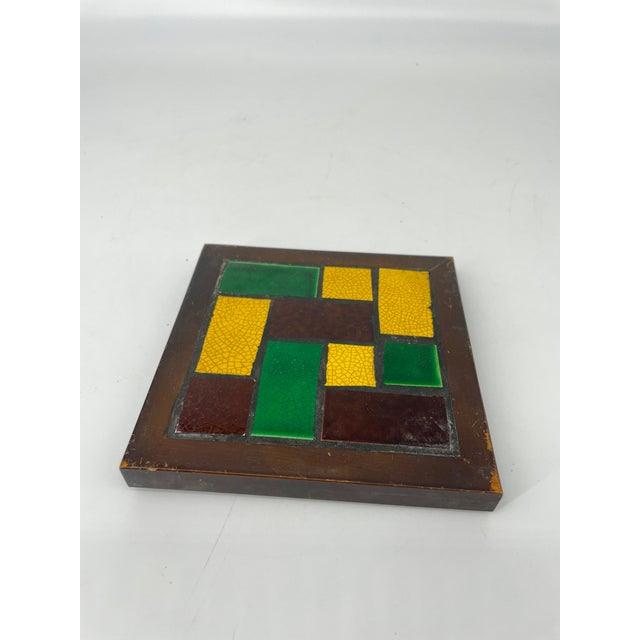 Mid-Century Modern Retro Crazed Tile Trivet For Sale - Image 3 of 6