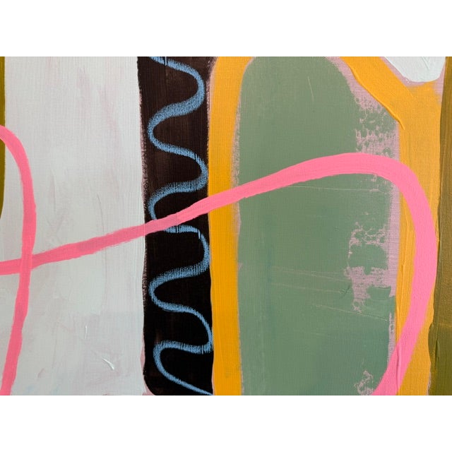 2020s Large Contemporary Abstract Acrylic Painting – Pink Linear & Geometric Expressions For Sale - Image 5 of 11