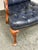Queen Anne Style Tufted Blue Leather Armchair, Vintage For Sale - Image 10 of 14