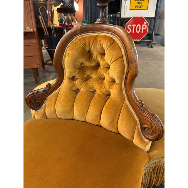Mid 19th Century 19th C Tufted Velvet Victorian Lobby 3 Seat Chair/Settee For Sale - Image 5 of 10