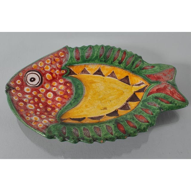 1960s Mid-Century Glazed Ceramic Fish Plates from from De Simone, Italy, 1960s, Set of 7 For Sale - Image 5 of 12