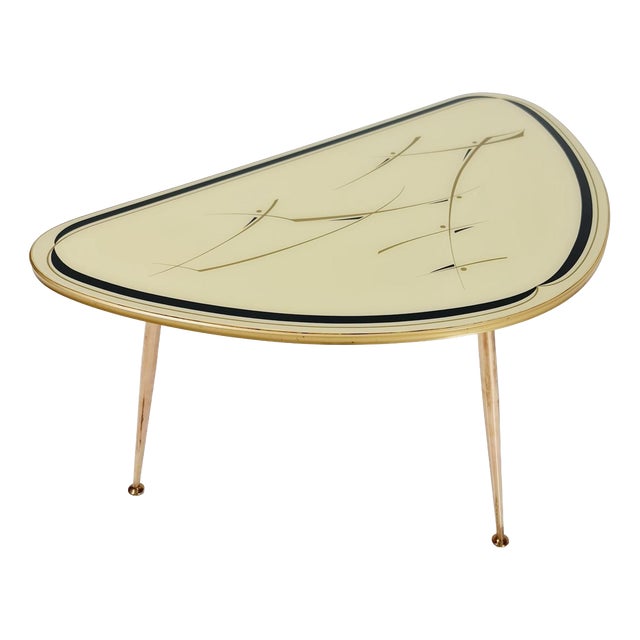 Mid-Century German Tripod Glass & Brass Coffee Table ffrom Ilse Möbel, 1950s For Sale