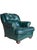 Dark Green Vintage Thomas-Bain Leather Club Chair & Ottoman Set in Peacock Teal Green | Tufted Traditional Lounge Seating For Sale - Image 8 of 18