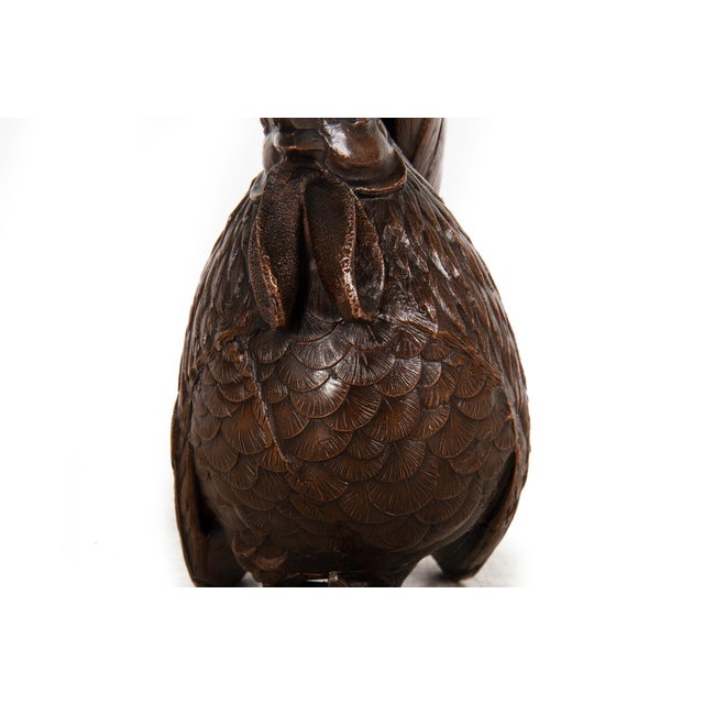 Japanese Antique Meiji Period Bronze Sculpture Okimono of a Rooster For Sale - Image 10 of 18