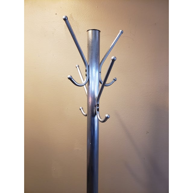 Mid Century Modern Industrial Aluminum Free Standing Coat Hat Rack