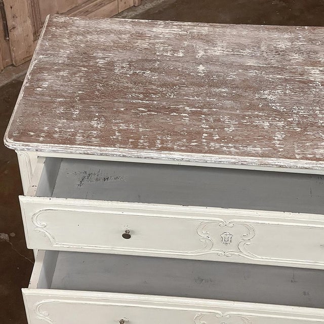 Antique Country French Painted Three-Drawer Commode ~ Chest of Drawers For Sale In Baton Rouge - Image 6 of 18