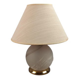 Sfera Table Lamp in Satin Murano Glass and Brass, 1970s For Sale
