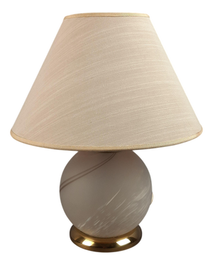 Sfera Table Lamp in Satin Murano Glass and Brass, 1970s