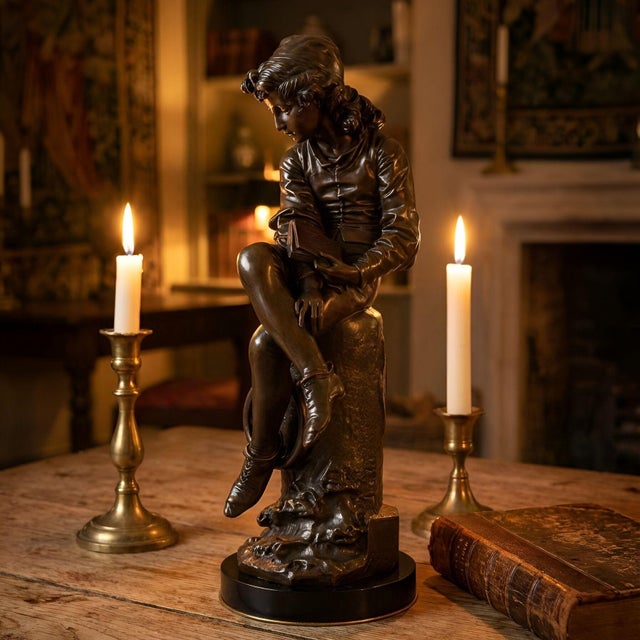 GIULIO MONTEVERDE Italian, 1837–1917 "Young Christopher Columbus" (1870) Patinated bronze Signed MONTEVERDE and inscribed...