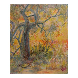 Early 21st Century Impressionist Cactus and Tree Landscape Painting For Sale