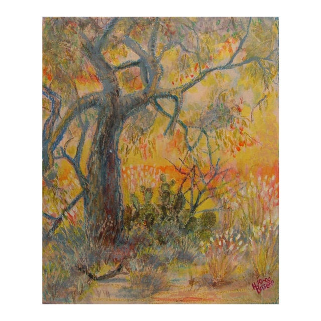 Early 21st Century Impressionist Cactus and Tree Landscape Painting For Sale