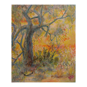 Early 21st Century Impressionist Cactus and Tree Landscape Painting
