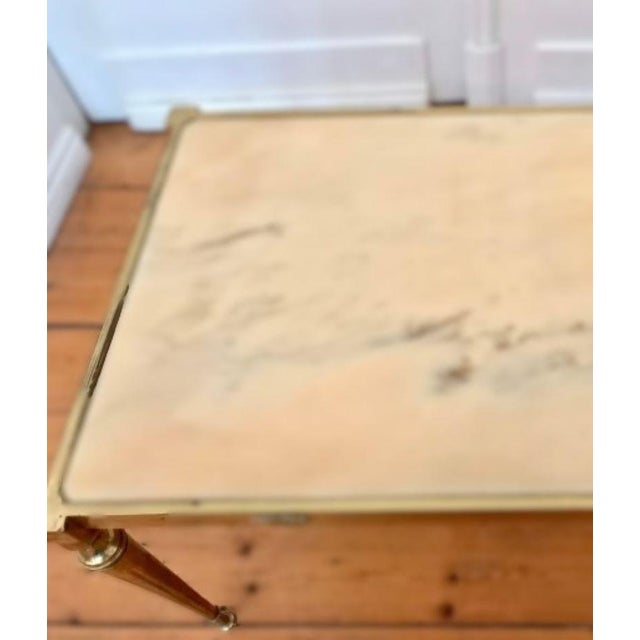 1970s Italian Art Nouveau Style Side Table in Carrara Marble and Brass, 1970s For Sale - Image 5 of 8