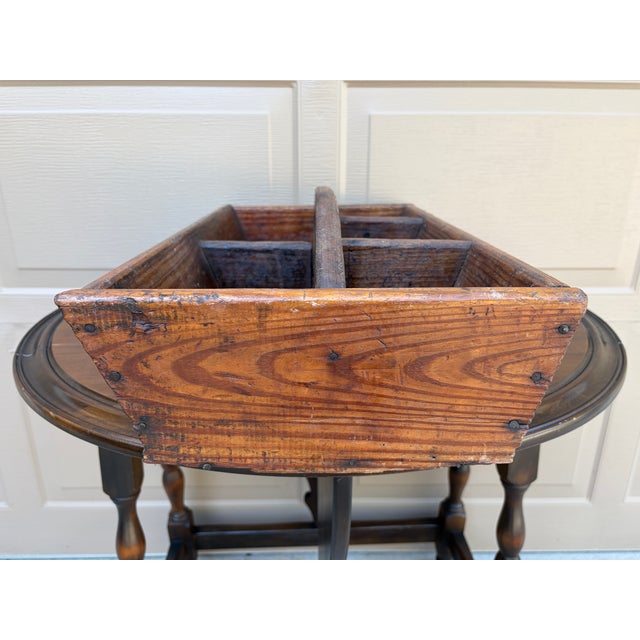 Wood Early 20th Century Rustic Wooden Garden Trug With Divided Interior For Sale - Image 7 of 12