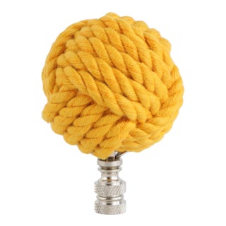 Nautical Knot Lamp Finial in Golden Yellow on Chrome Hardware For Sale