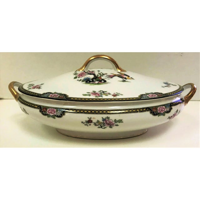 Art Deco Japanese Noritake Porcelain "Pheasant" Pattern Serving Dish With Lid Circa 1920's For Sale - Image 3 of 11