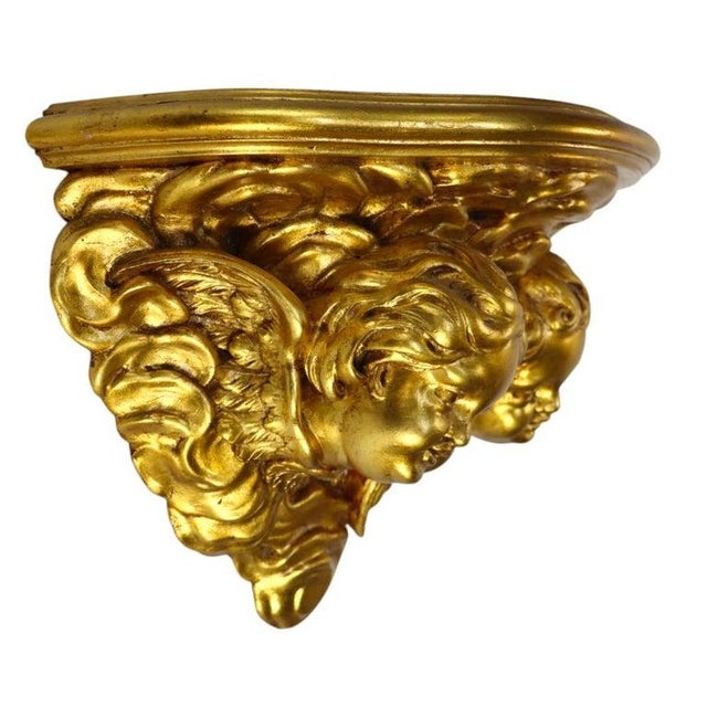 Wood Vintage Niccolini Italia Gilt Wood Cherub Wall Sconce C1950 For Sale - Image 7 of 11