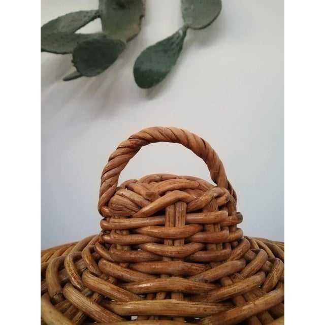 Large Italian Hand-Woven Willow Basket with Lid, 1950s For Sale - Image 18 of 18