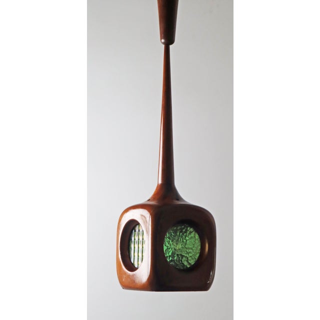 Mid-Century Modern Hanging Lamp with Stained Glass Panels, 1960s For Sale - Image 11 of 17