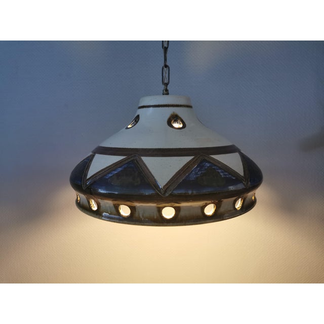Large Danish Ceramic Pendant Lamp from Axella, 1970s For Sale - Image 3 of 16