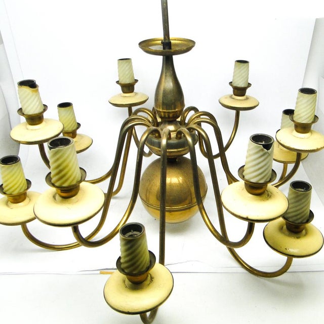 Vintage Metal Chandelier, Poland, 1980s For Sale - Image 4 of 12