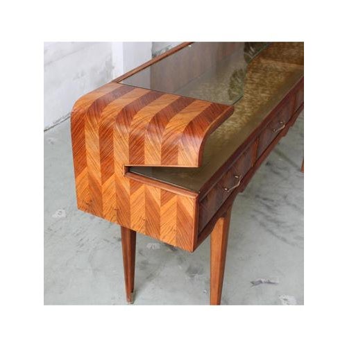 Type Low console Dating 1950-59 Style Mid-Century Origin Italy Materials Walnut Model Four drawers Conservation status...