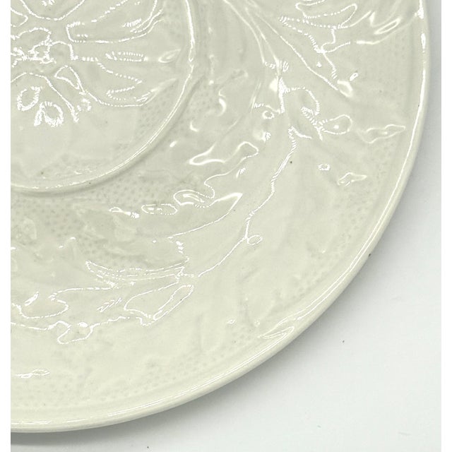 Gien Pair of 1960's French Gien White Majolica Artichoke Plates For Sale - Image 4 of 8