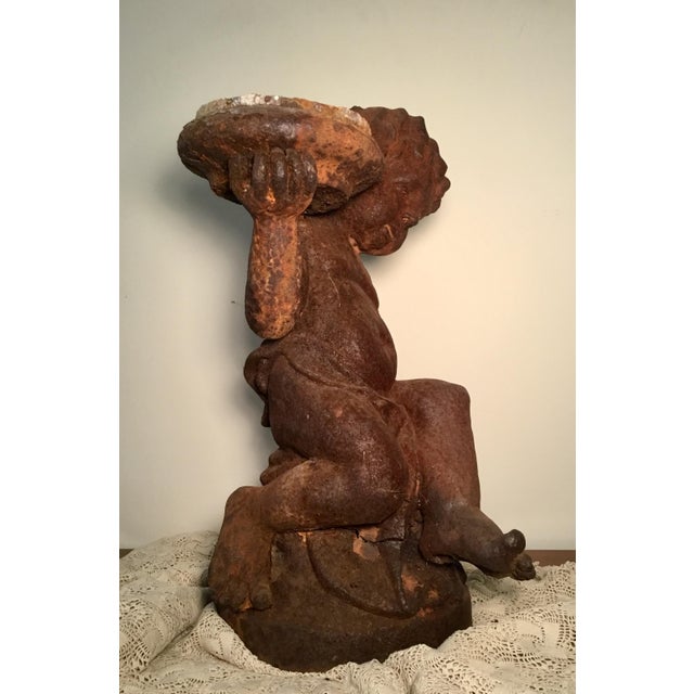 19th Century Victorian Cast Iron Cherub // Statue / Planter / Chairish