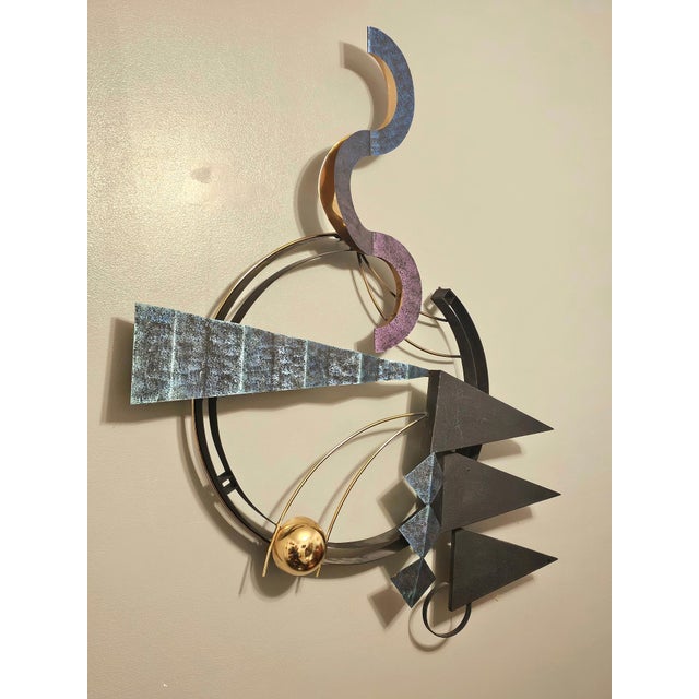 Crazy Post Mod Multicolor Metal Wall Sculpture In The Manner Of CurtisJeŕe. Can Be Hung Vertically Or Horizontally In...