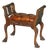 Victorian Carved Hardwood and Brown Leather Chesterfield Window Seat, 1890 For Sale
