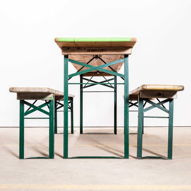Vintage German Heavy Weight Folding Beer Table Sets For Sale - Image 3 of 9