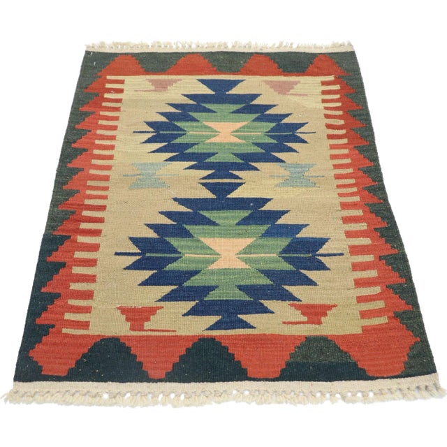 Tribal Vintage Persian Shiraz Kilim Rug - 02'00 X 02'10 For Sale - Image 3 of 9