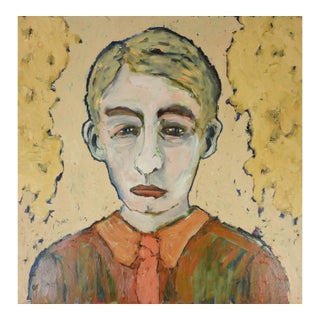Contemporary Expressionist Portrait Painting of Sad Young Man For Sale